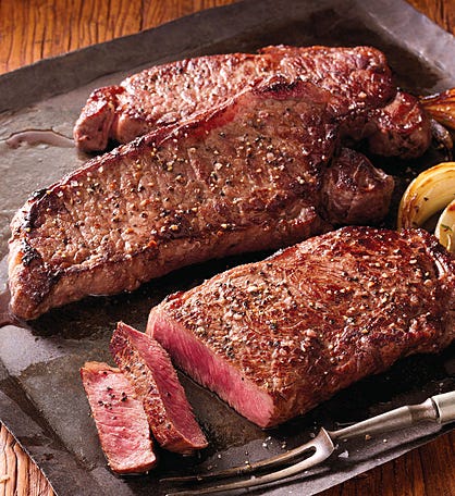 New York Strip Steaks - Four 10-Ounce USDA Prime